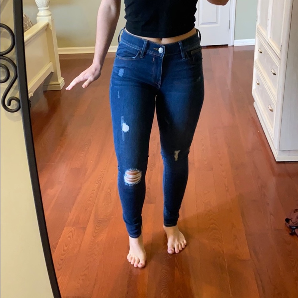 Express Jeans, dark wash, rips